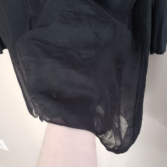 🦋3/$20 AMO Large Black Long Sleeve Scoop Neck Layered Ruffles Blouse Top - Picture 4 of 14